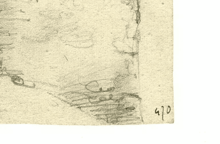 Antique Pencil Drawing Original 19th century Landscape, Architecture, Castle image 5