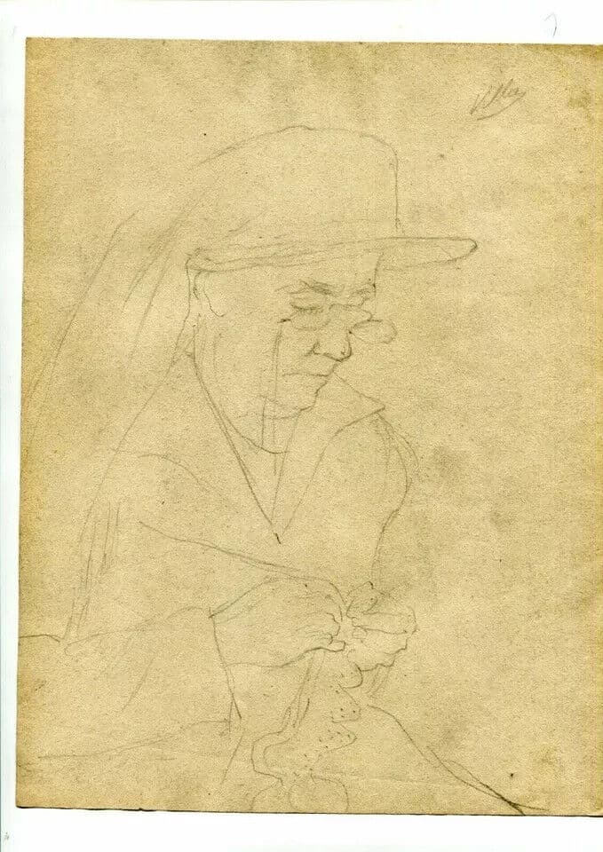 Vintage Pencil Drawing signed Miguel VILLA BASSOLS (1901-1988) - Woman Sewing image 3
