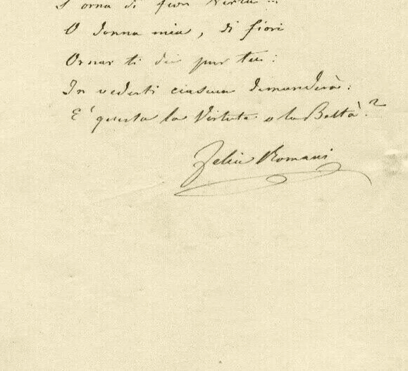 Antique Original Document Love Letter Original Felice Romani (1788-1865) image 5