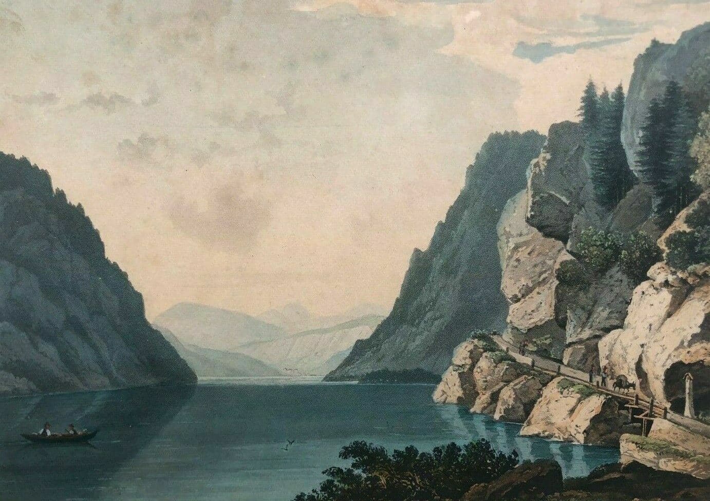 Antique Print of Switzerland’s Landscape Mountain and Lake Artwork image 1