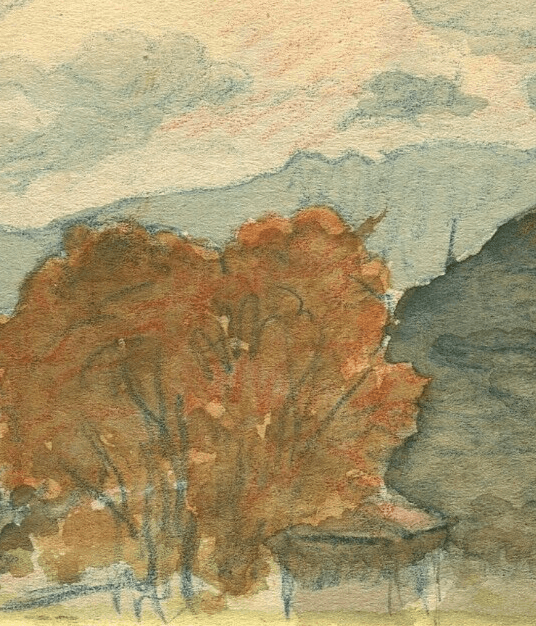 Vintage Drawing Original Landscape, Tree, St-Cyr, Mountain Original Signed 1943 image 3