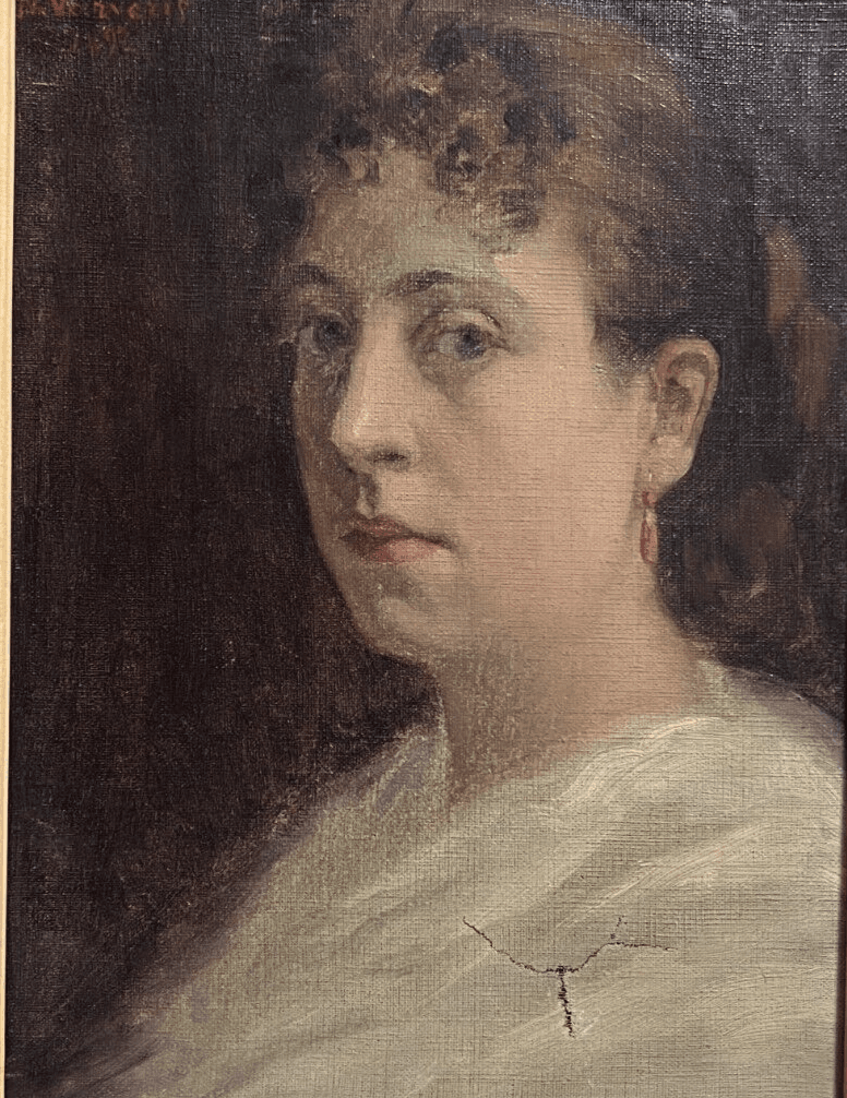 Antique Original Painting signed Nestor VARVERIS (1867-1954) Woman Portrait image 1