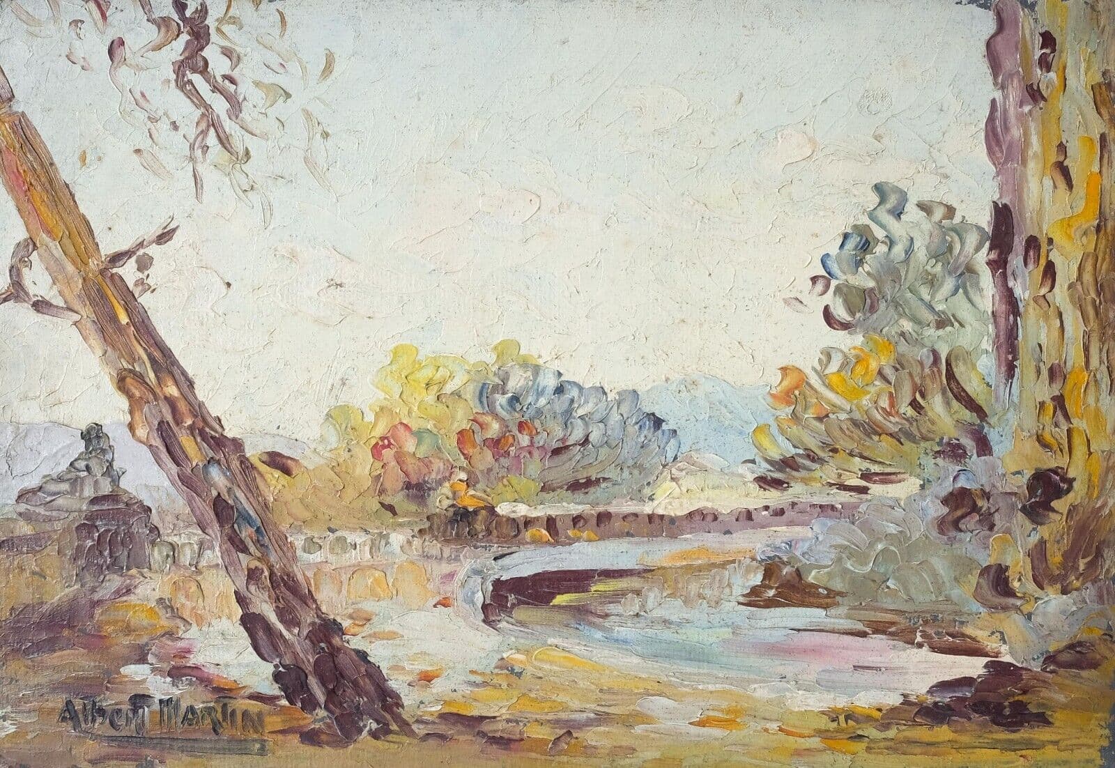 Antique Original Painting Martin ALBERT (1887-?) Landscape, Trees, Nature