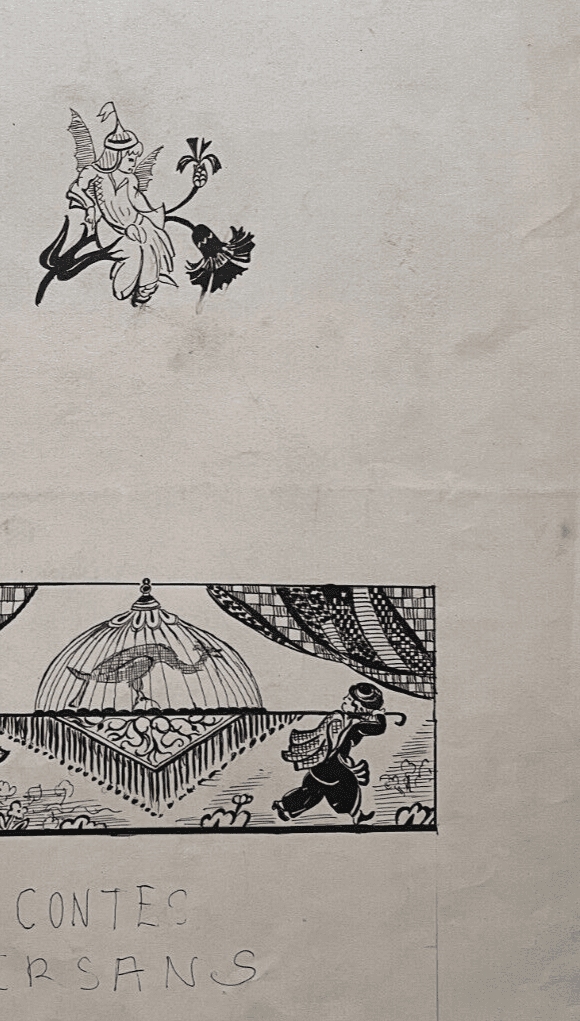 Antique Drawing Original People, Horse, Illustration, Sketch Persian Tales image 5