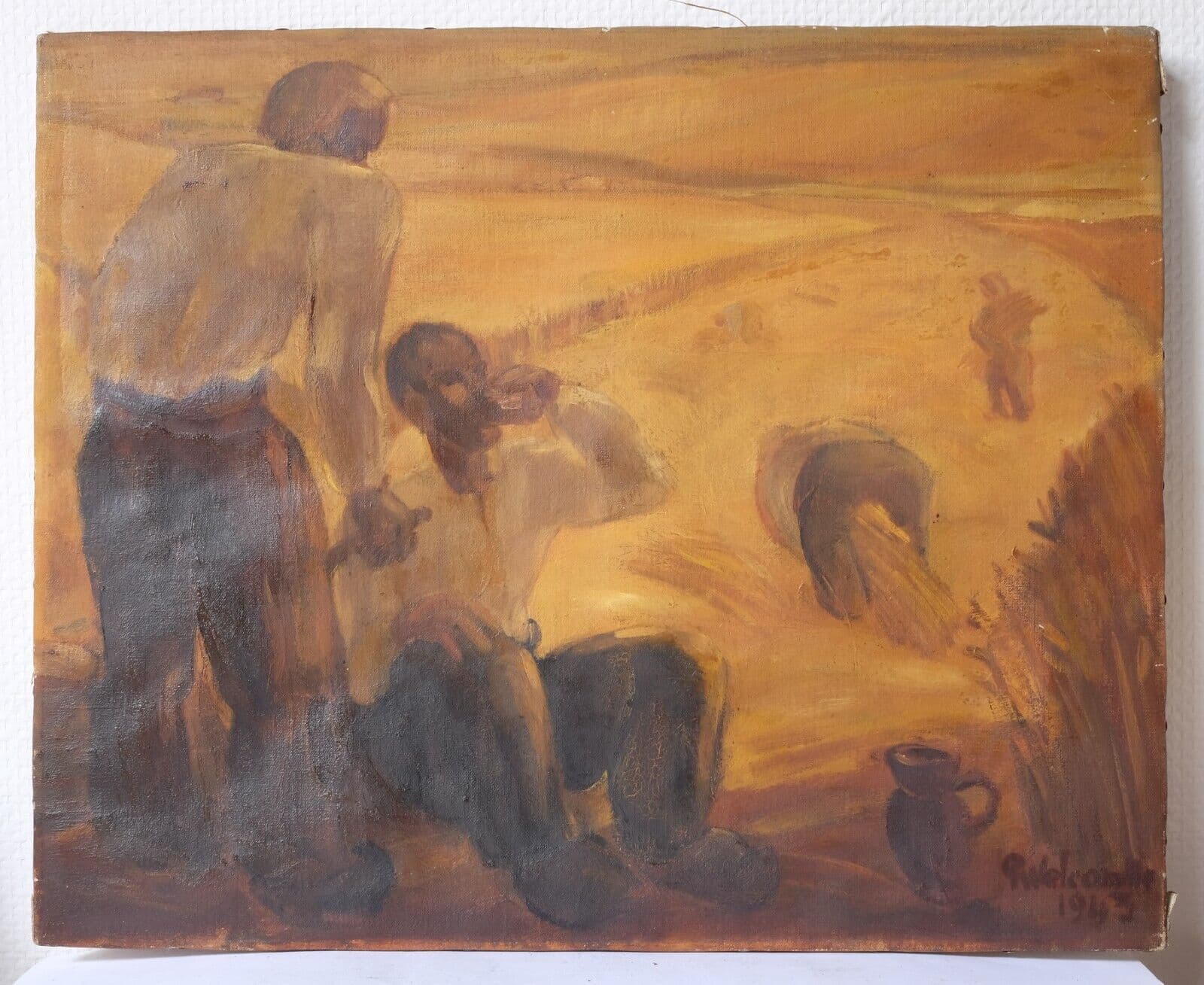 Pierre WELCOMME (1912-2013) Workers in Fields 1943 Painting image 2