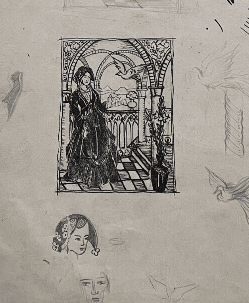 Antique Drawing Original Man, Horse, Woman, Illustration, Sketch Persian Tales image 5