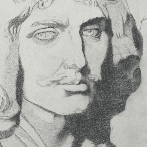 Antique Original Drawing Man, Portrait, Moustache, Sculpture image 3
