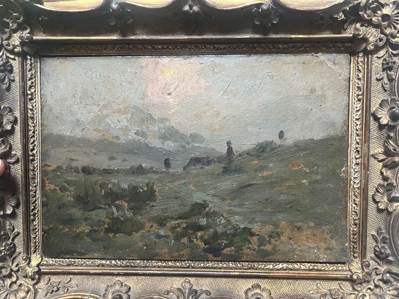 Antique Painting Original Maritime, Sea, Landscape, People, Boats signed image 2
