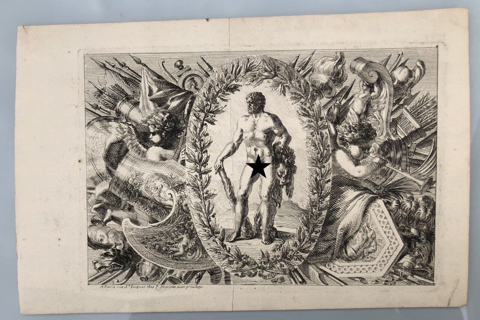 Antique Pierre Jean MARIETTE (1694-1774) Ornament, Nude, Architecture Etching image 5