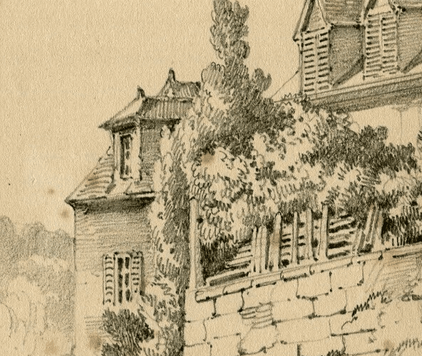 Antique Pencil Drawing Armand BLANDIN (1804-1846) Landscape Tours, Vouvray 1866 image 4