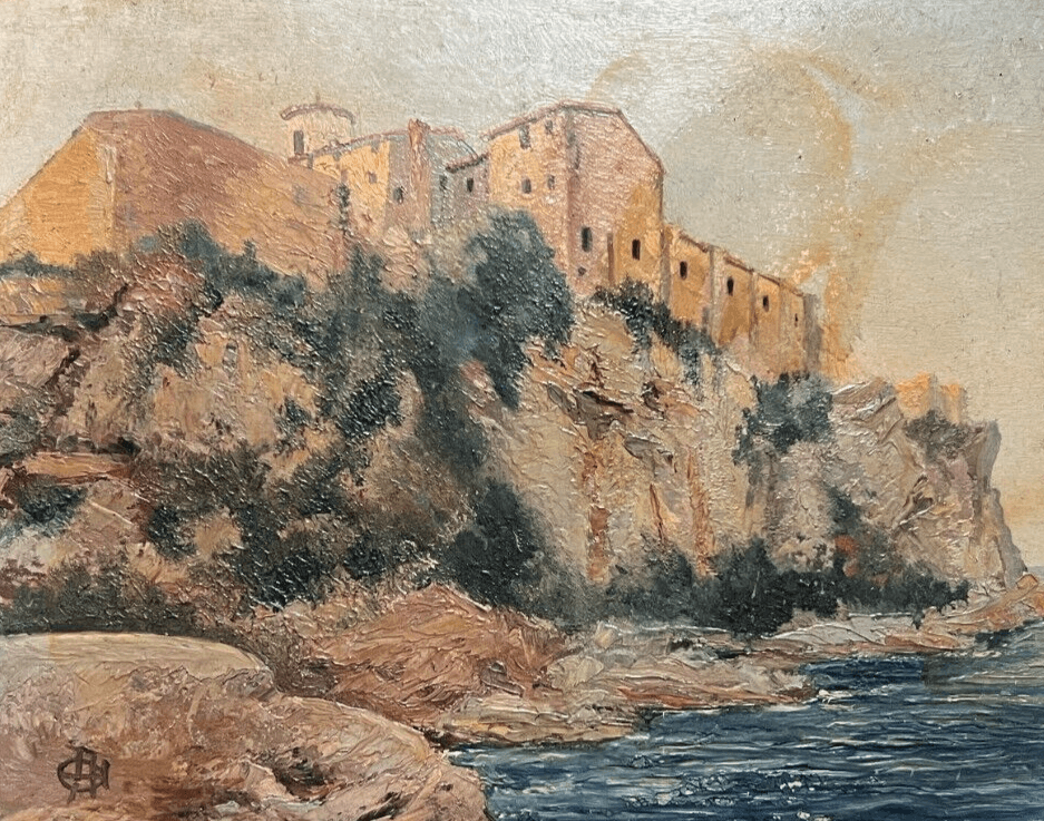 Antique Painting Original Maritime, Sea, Landscap Ile St Marguerite, Cannes 1930 image 1