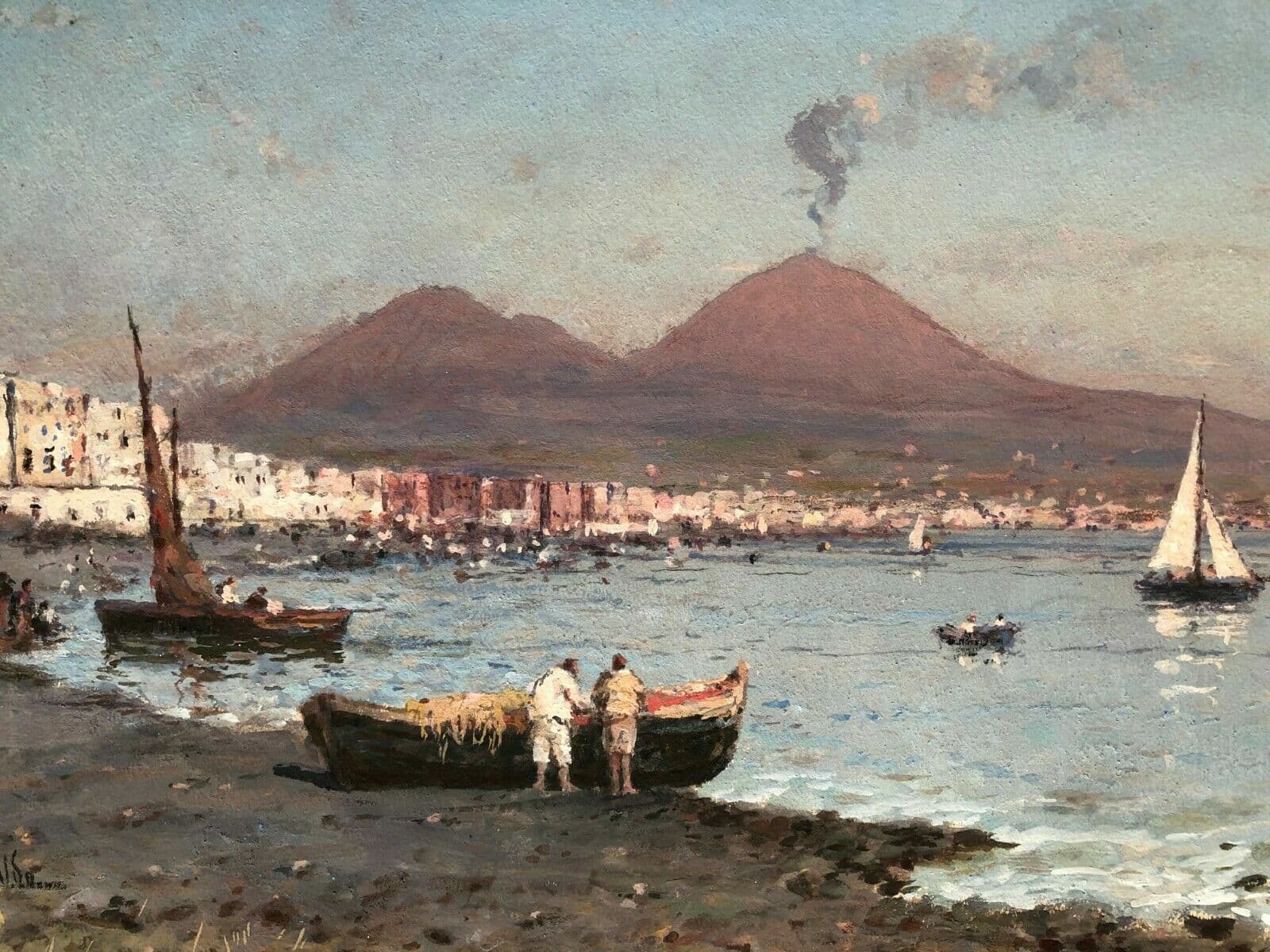 Landscape Drawing by Francesco CASTALDO (1845-1916) Vesuvius, Naples image 3