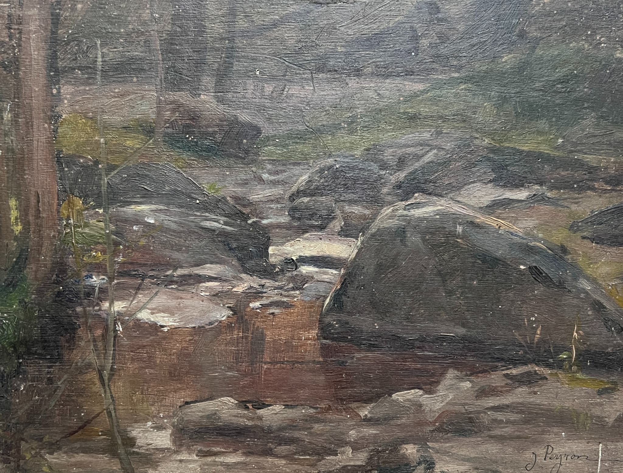 Painting by J Peyron St Etienne Rock Landscape image 1