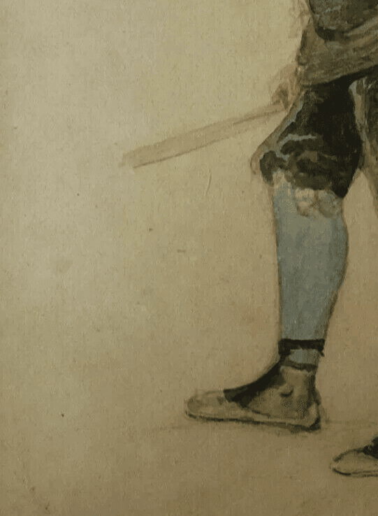Antique Drawing 19th century Pastel Italian Man with a Stick Original image 4