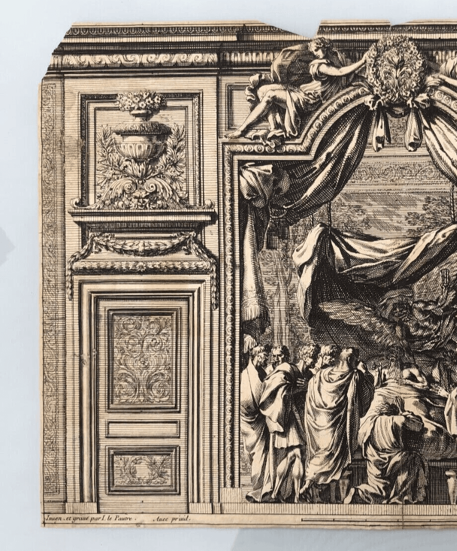 Antique Jean Le Pautre (1618–1682) Religious Scene People Architecture Etching image 3