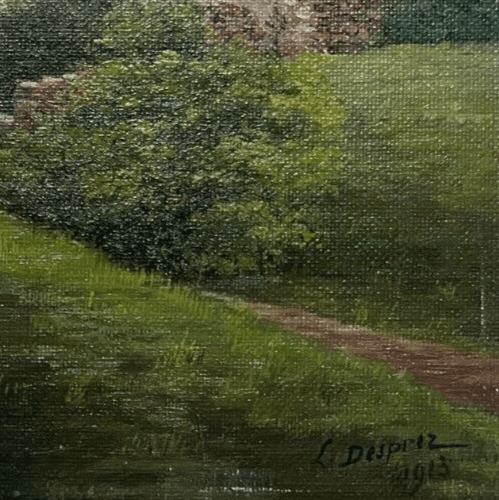 Antique Oil Vintage Original Painting Landscape Ruins image 4