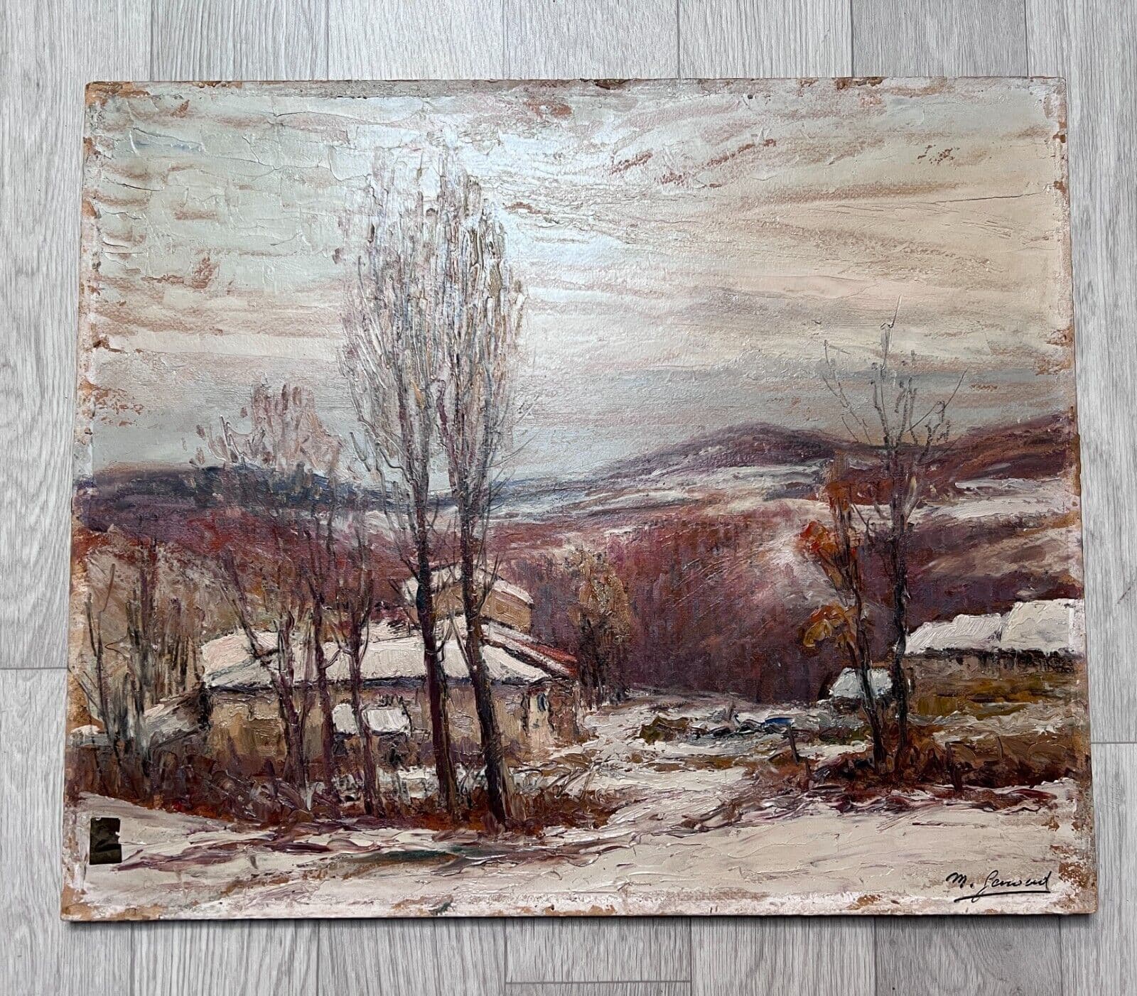 Painting Landscape by Marin GENOUD (1893-1966) Winter Landscape image 2