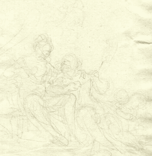 Antique Pencil Drawing 19th century Scene de Genre with Figures Artwork image 3