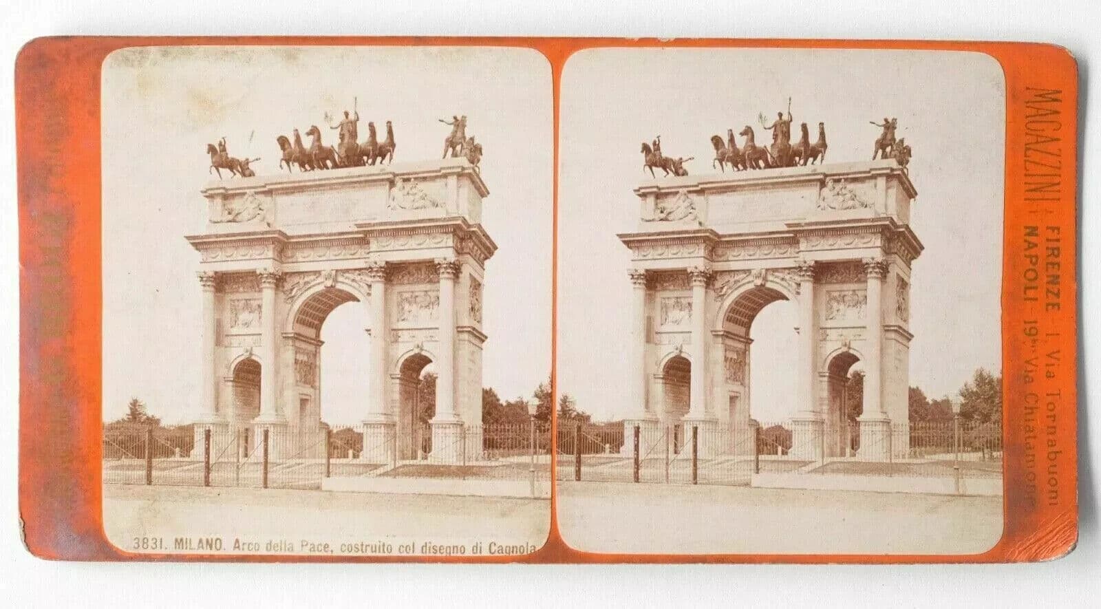 Vintage Stereoview Photograph G.BROGI - Milano Arco della Pace, Italy c .1880 image 5