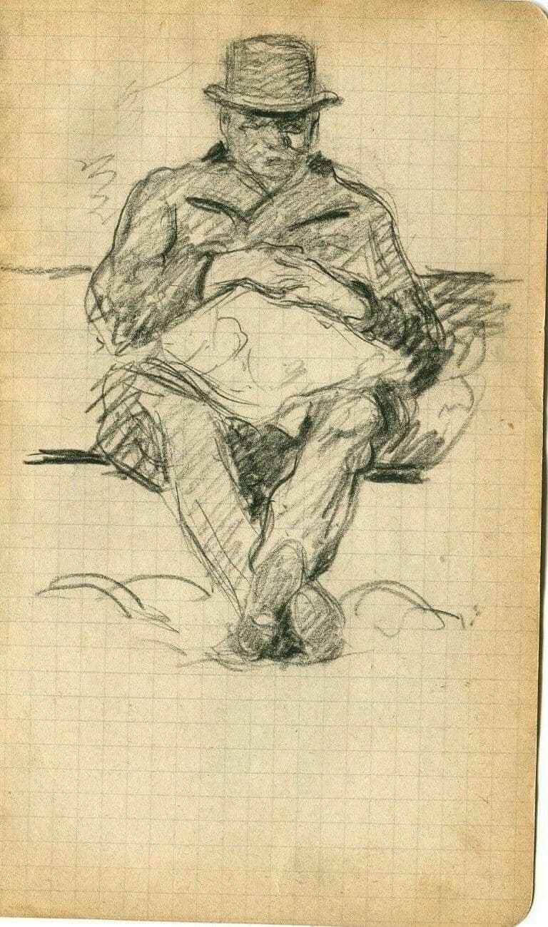 Drawing Man Figure with Newspaper