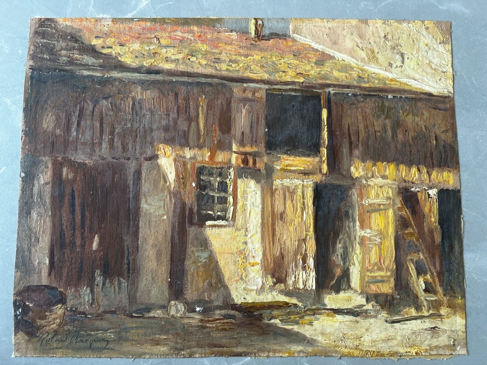 Roland BASQUIN (XX) House Mountain Village Landscape Painting image 2