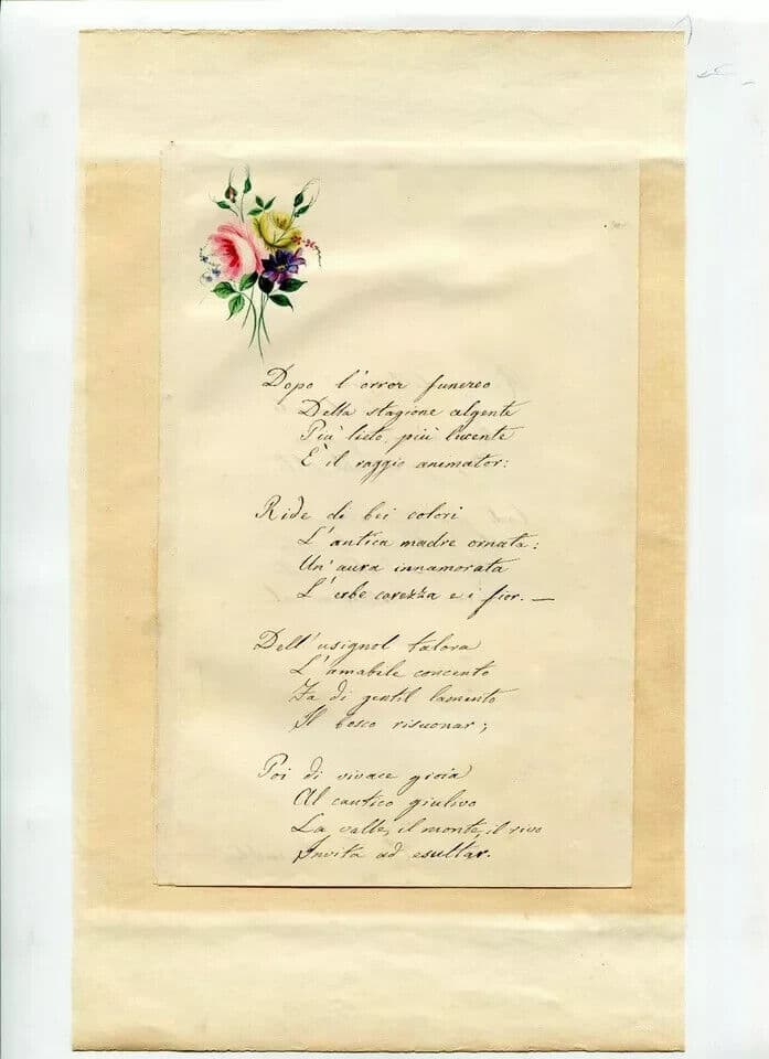 Antique Document Letter Poem Ancient Love Original Smeraldi Oreste image 4