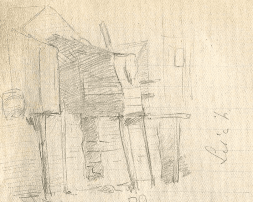 Vintage Pencil Drawing House, Building, Architecture, Cityvie Sketches Original image 3