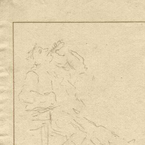 Antique Pencil Original Drawing attributed Cornélis TROOST Man Drinking image 2