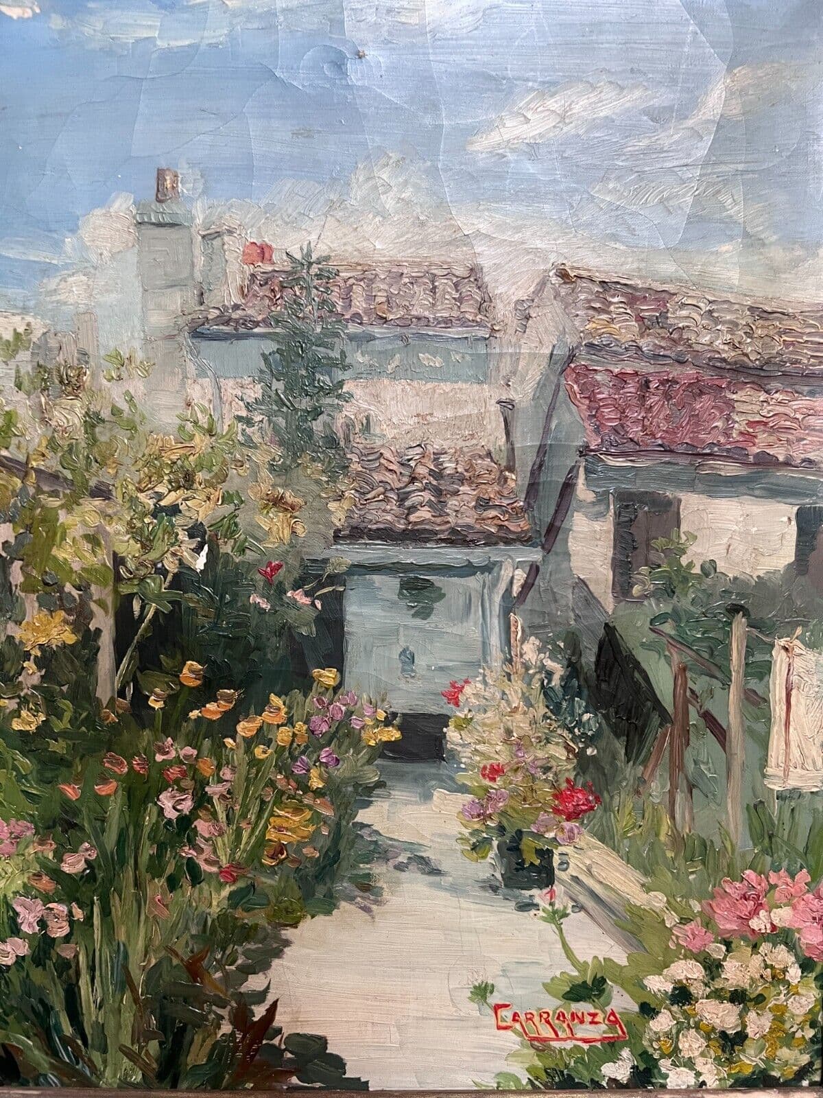 Painting House Flowers Landscape Mediterranean coast image 1
