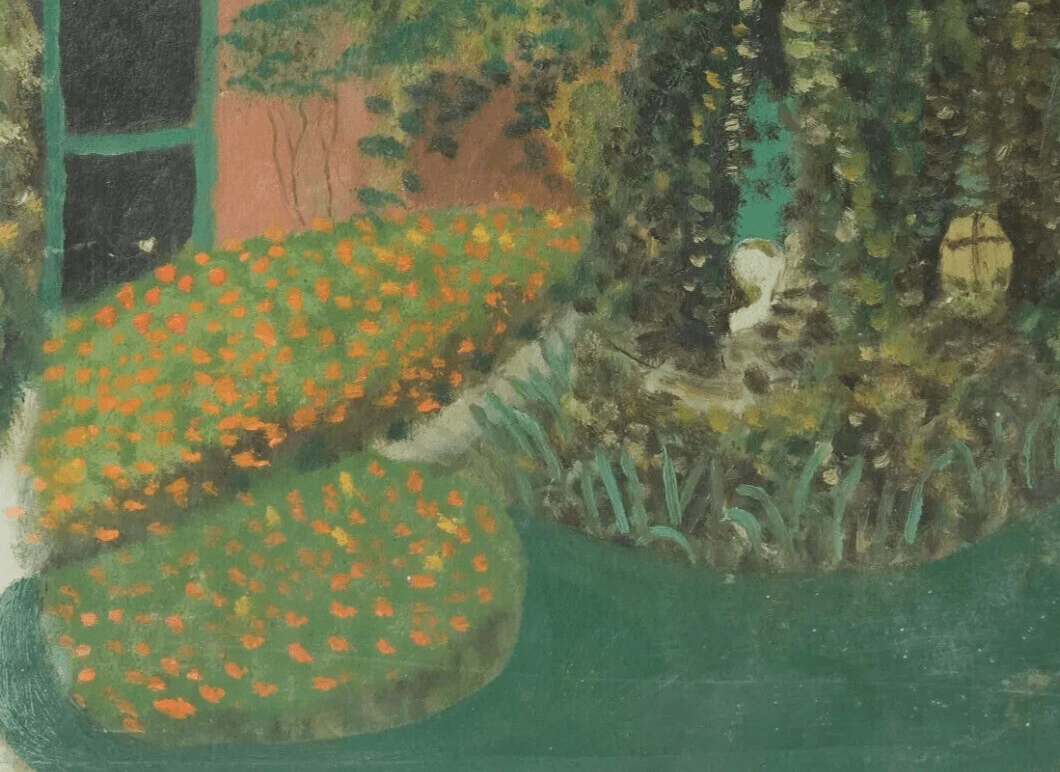 Antique Oil Original Painting Signed Garden Landscape, Floral image 6