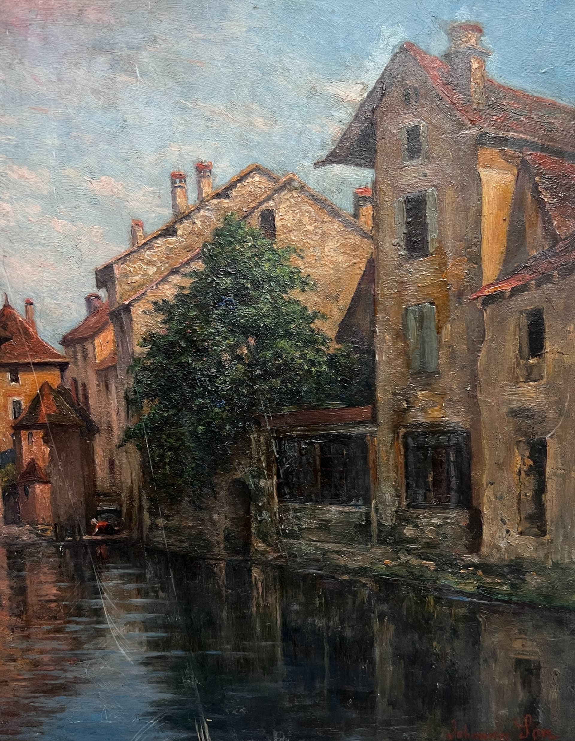 Painting by Johannès SON (1859-1942) Cityview Landscape