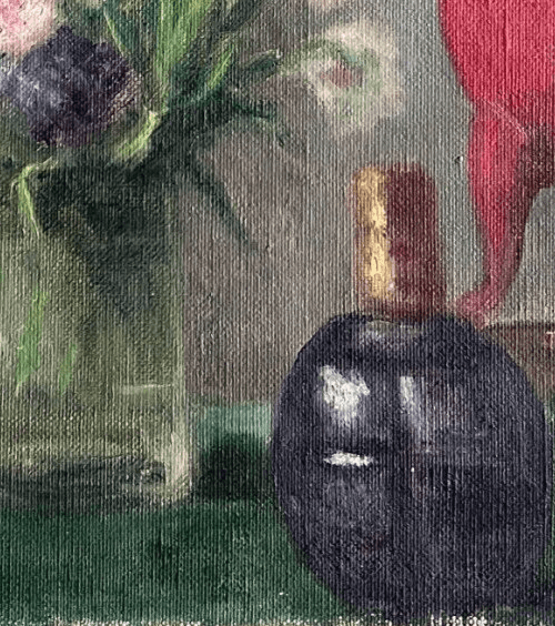 Antique Painting Original Floral, Flowers, Roses, Still Life, Drinks image 3