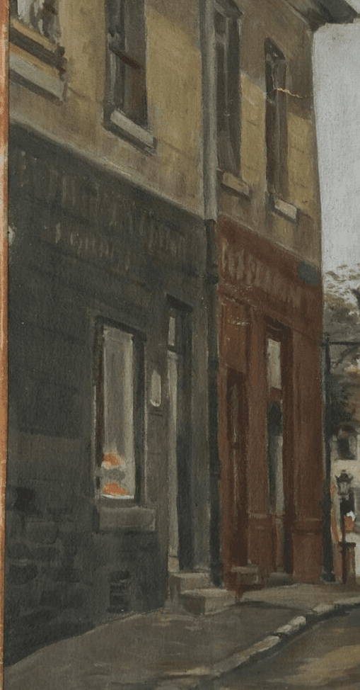 Modern Antique Original Painting Oil Inside Cityview with People Original image 3