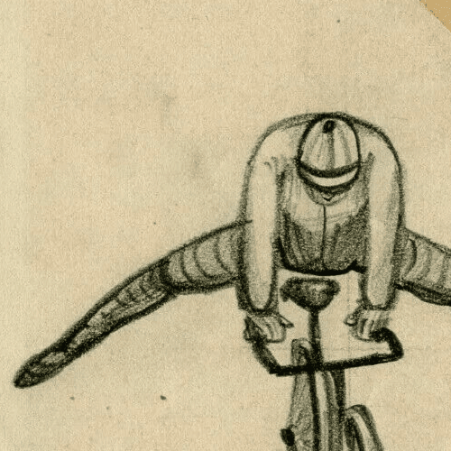 Modern Vintage Drawing Original Man Portrait on a Bike, Caricatures image 2