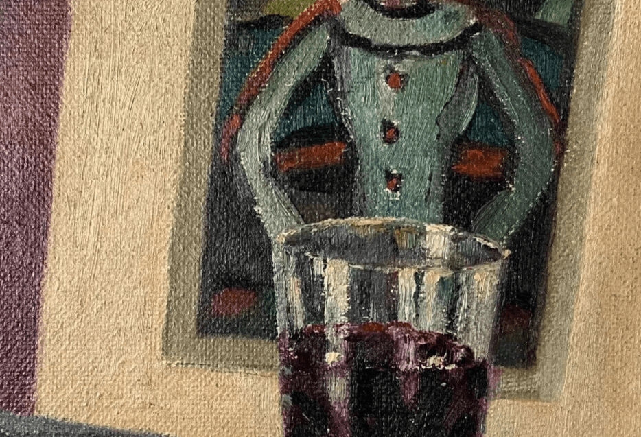 Antique Original Painting Coffee Still Life image 5