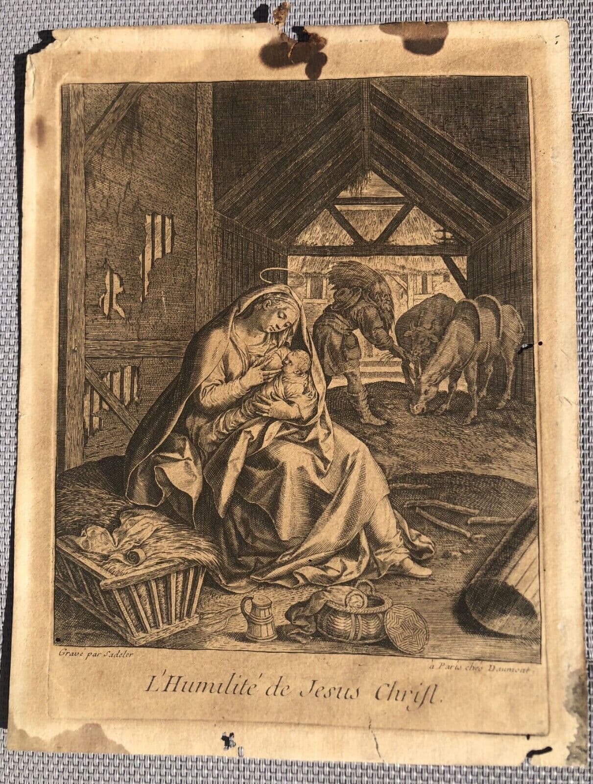 Antique Original Johannes I SADELER (1550-1600) Jesus Christ Etching image 2