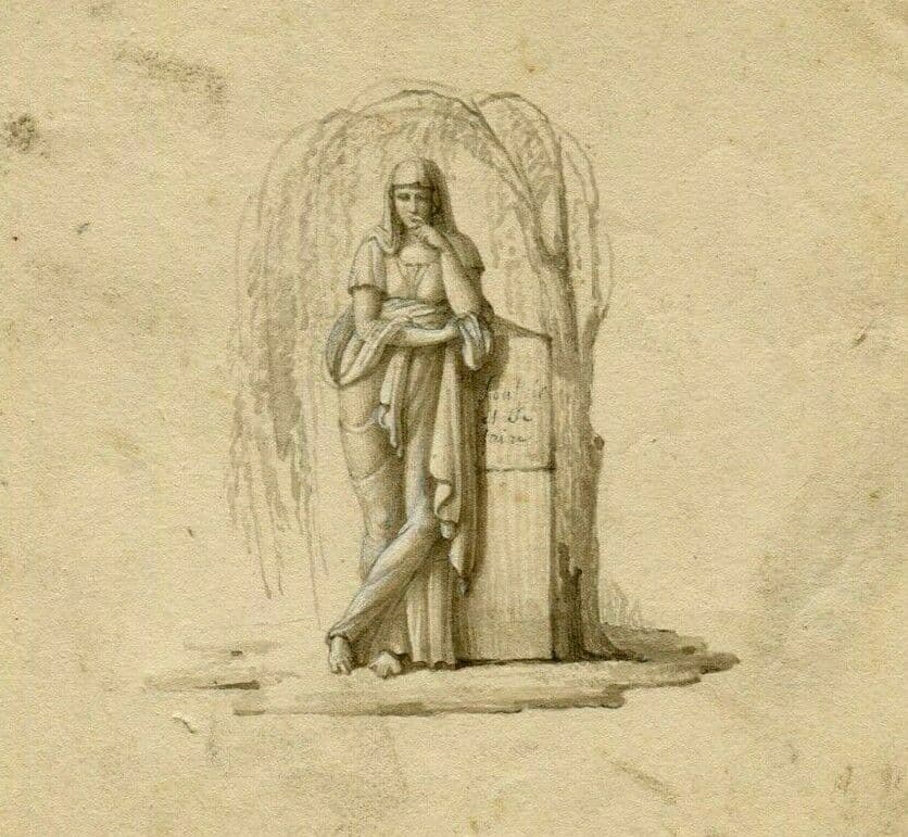 Drawing Figure Woman by a Tomb