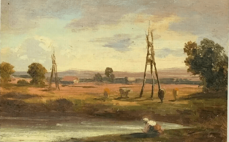 Miniature Oil Painting of a Landscape with a Figure image 1