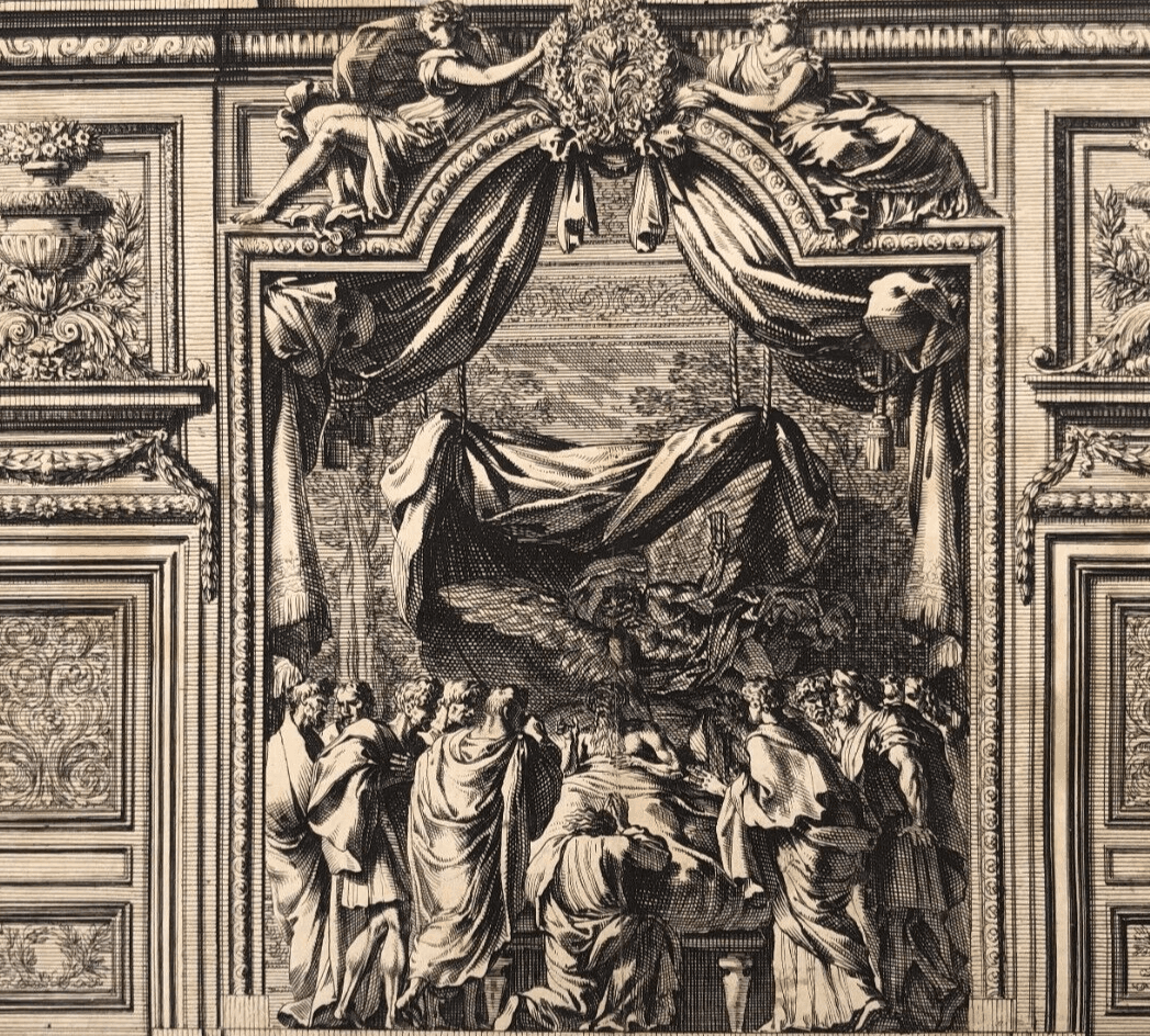 Antique Jean Le Pautre (1618–1682) Religious Scene People Architecture Etching