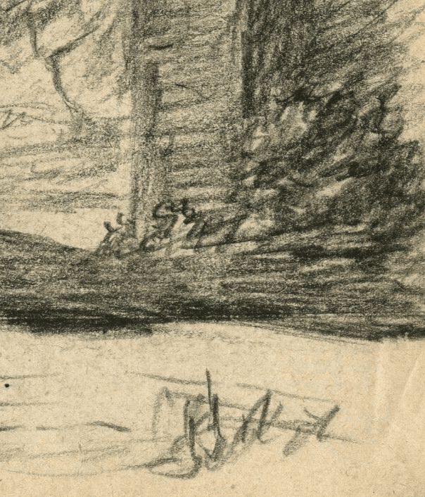 Vintage Pencil Drawing Original signed Entrance to a Farm 1951 image 5