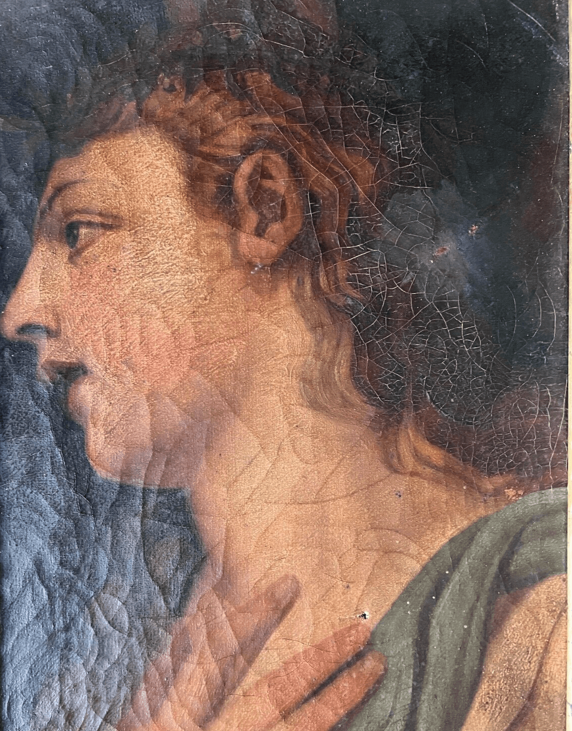 Antique Painting Original Woman, Portrait, Neoclassical Art, Allegory 18th