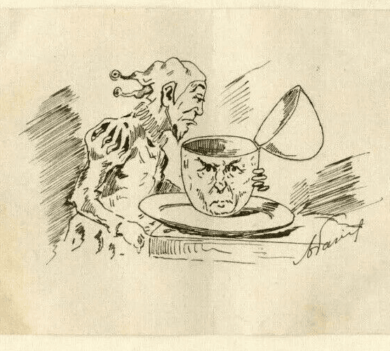 Antique Ink Drawing 19th century - Joker Caricature, Vintage Caricature Art