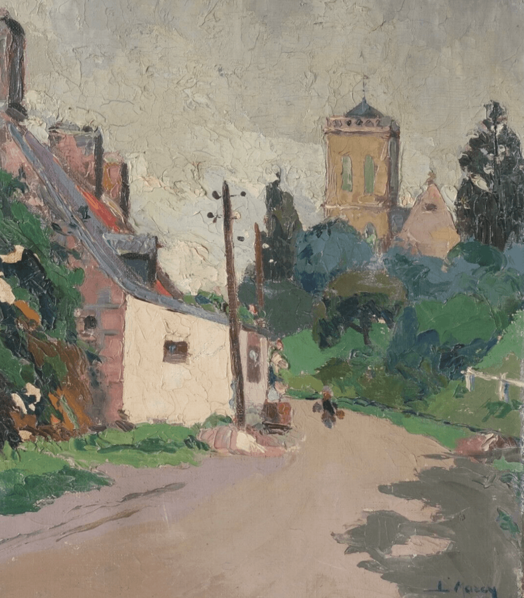Antique Original Painting Cityview, St Jean de Chamat 1901 signed French