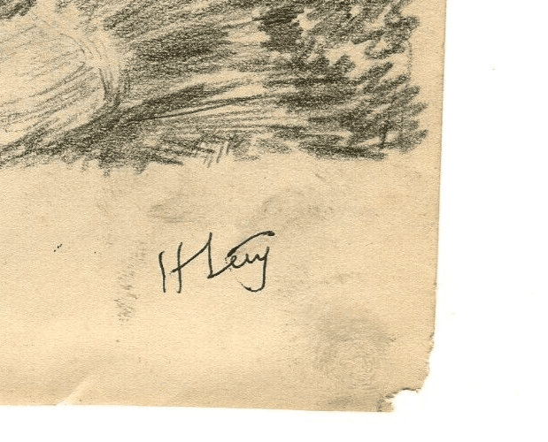 Vintage Pencil Drawing signed Woman in a Field Garden Sketch image 6
