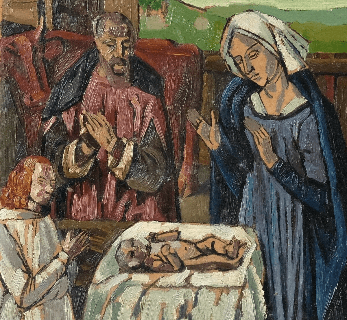 Emil MAETZEL (1877-1955) Virgin, Apostle and Jesus Painting image 1