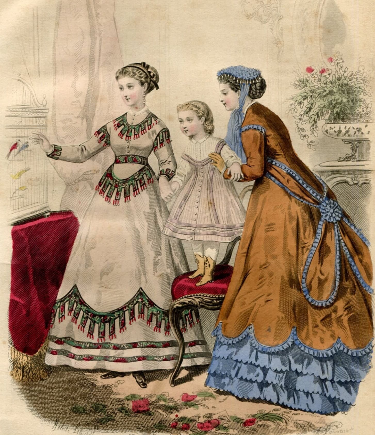 Antique French Fashion Print – Journal des Jeunes Personnes, 1867, Victorian image 1