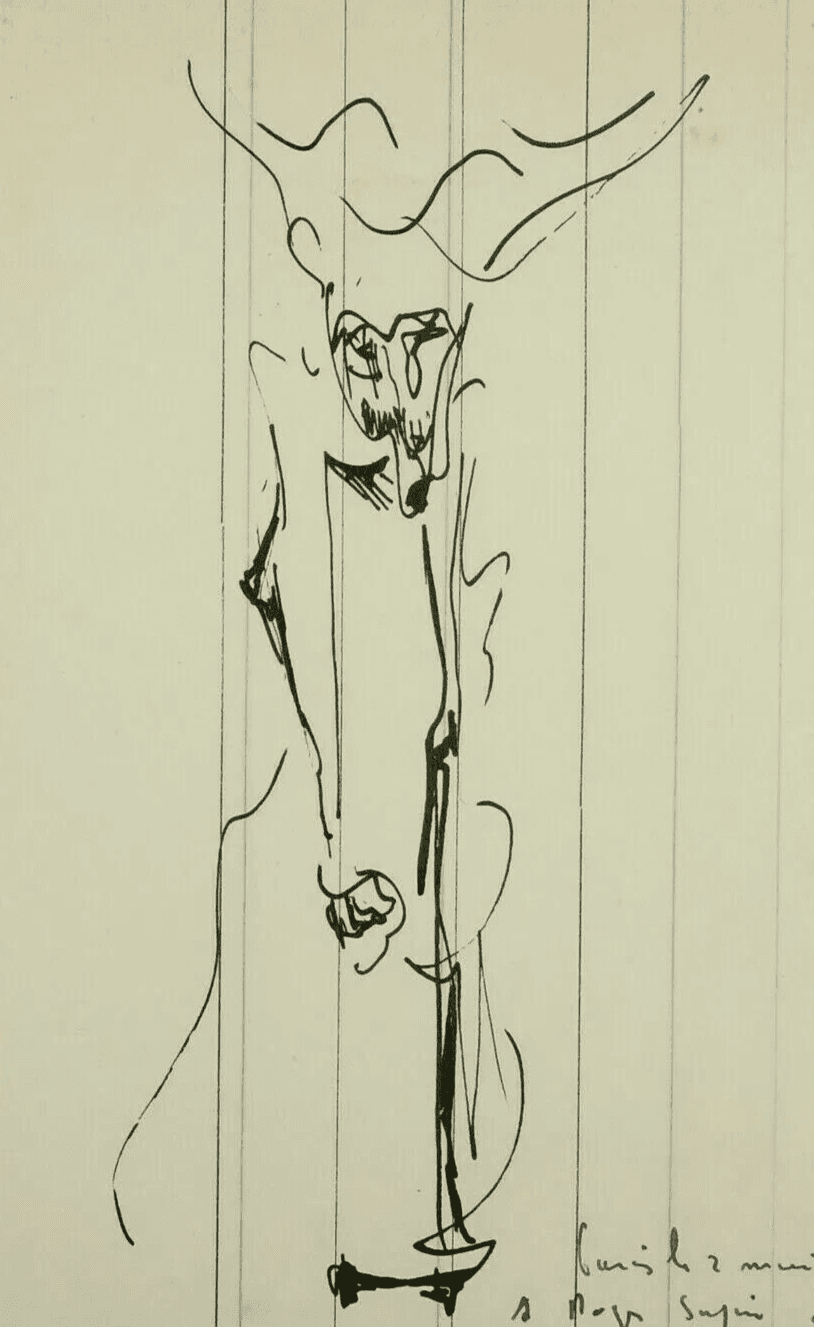 Abstract Ink Signed Original Drawing Abstraction, Woman, Watercolor Artwork