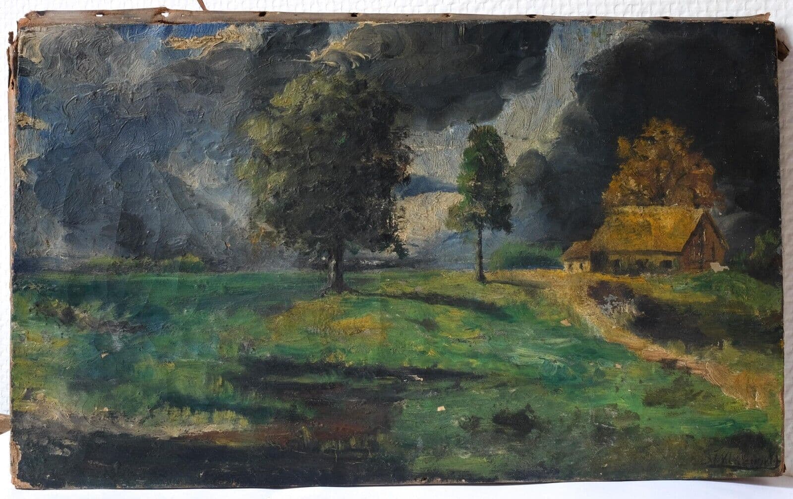 Painting Landscape, Trees, House