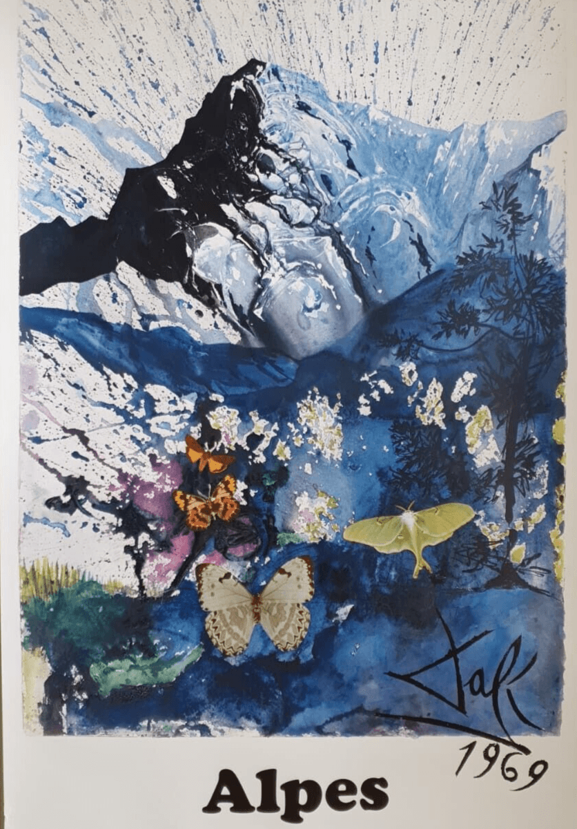 Vintage Original Poster Salvador DALI Alpes, Abstraction 1969