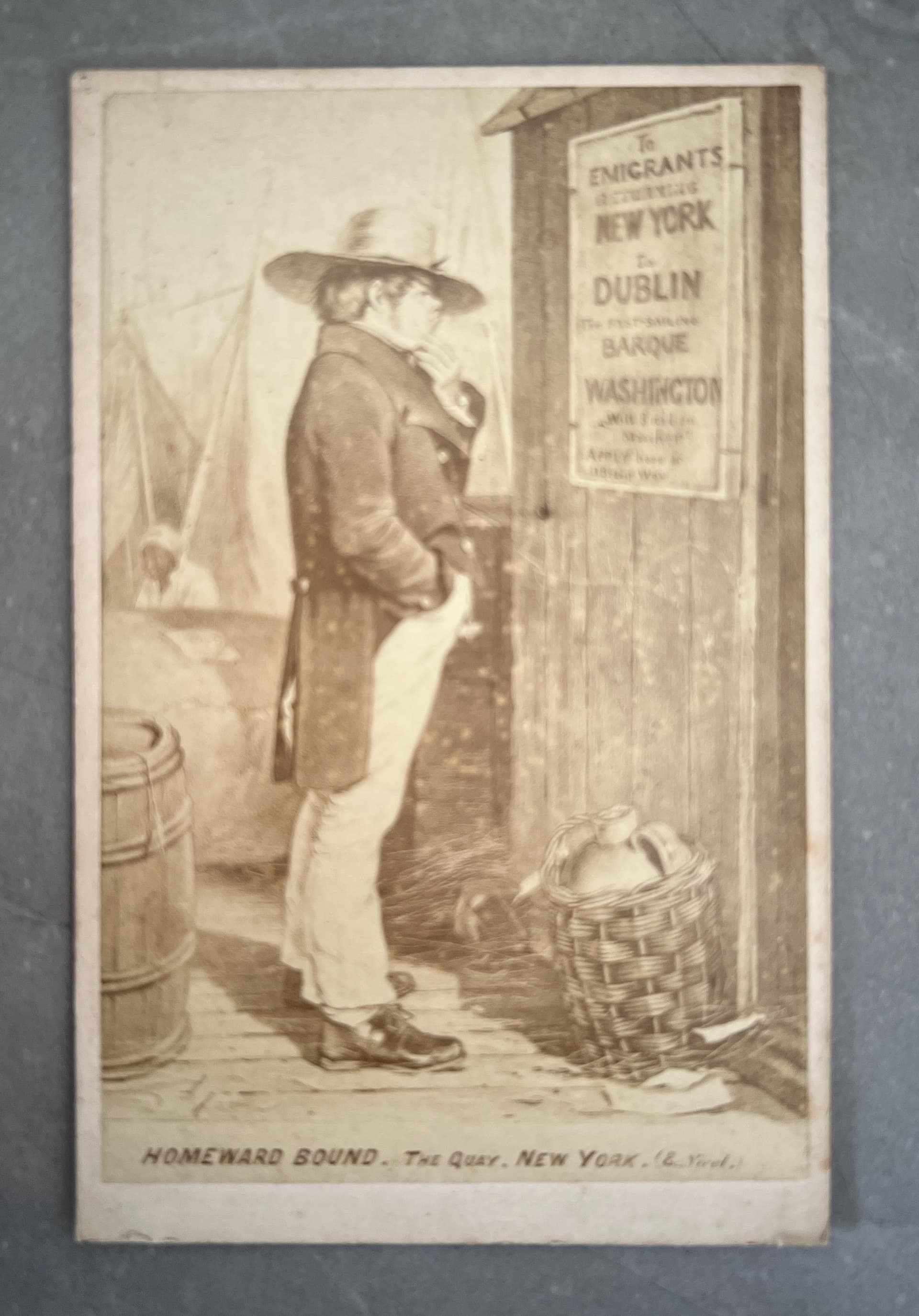 Antique Carte de Visite – 19th Century Emigrant Scene – “Homeward Bound” by E.